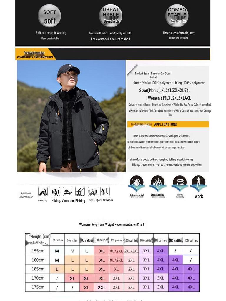 JEEP SPIRIT Men's 3-in-1 Hooded Outdoor Jacket