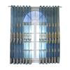 Bestickter blauer römischer bestickter transparenter Vorhang im europäischen Stil für Wohnzimmer, Schlafzimmer, Raumdekoration, Vorhang, Gaze-Vorhang, Heimdekoration