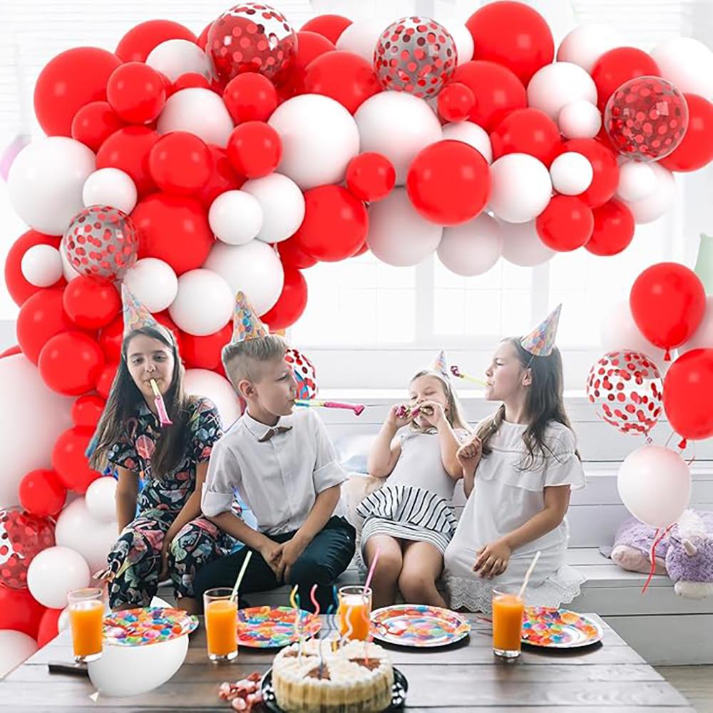 Christmas White Balloons Garland Red Confetti Balloon Arch Kit Birthday Party Baby Shower Wedding Graduation Decoration Globos
