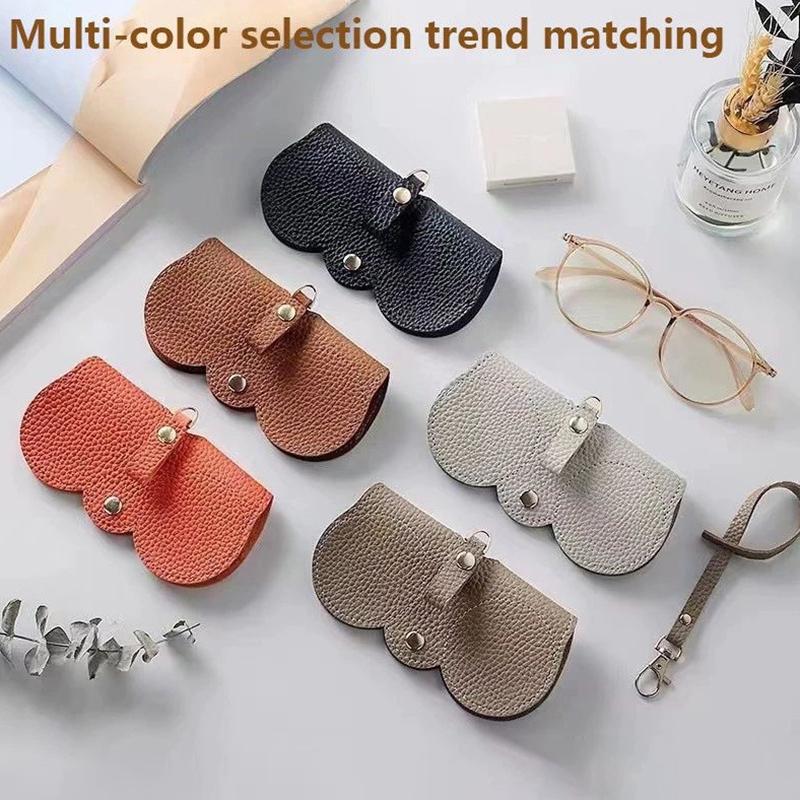 Pu Sonnenbrillentasche, Tragbares Brillenetui, Schutzhülle für Sonnenbrillen, Niedlicher Brillenclip, Minimalistische Damen-Brillentasche