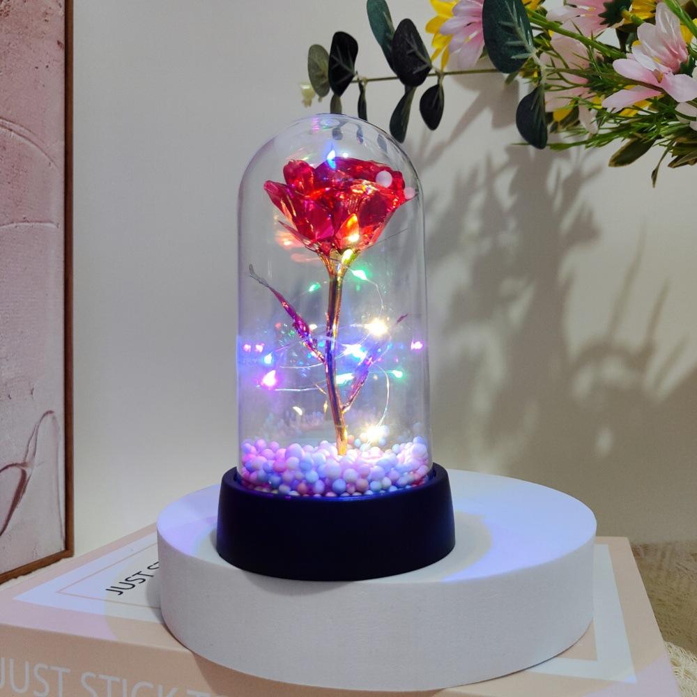 Gold foil rose acrylic cover immortal flower Mother's Day Qixi Festival Valentine's Day gift creative night light ornament