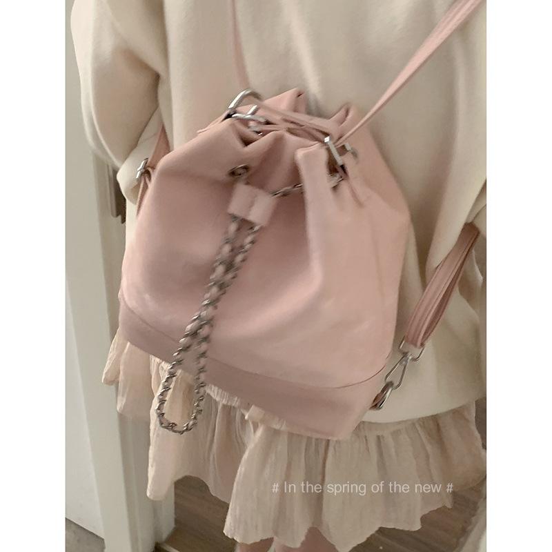 Women's Bag 2025 Spring New Pink Bucket Bag Simple Chain Backpack One Piece Delivery Spring New Product