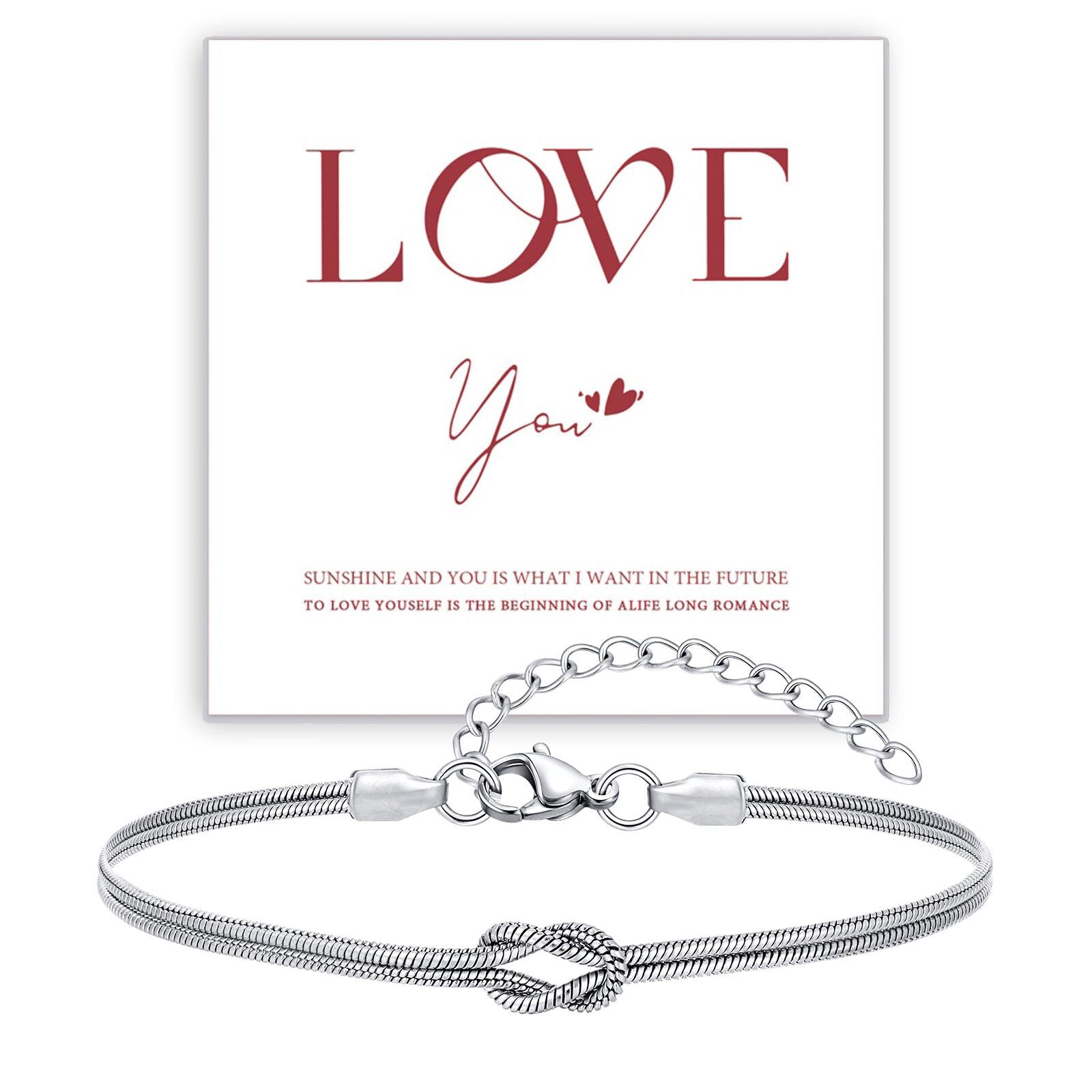 Matching Couple Bracelets, Dainty Gold Plated Love Knot Herringbone Chain, Relationship Jewelry Anniversary Valentine s Gift