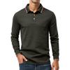 Men's Long Sleeve Polo Shirt Classic Solid Color Button Down Collar Slim Fit Casual Top for Everyday Wear Comfortable Fabric