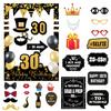 Adereços para cabine de fotos de aniversário adulto com glitter dourado preto 18, 40, 50, 60, 70 anos, adereços para cabine de fotos para festa de aniversário, presente de aniversário
