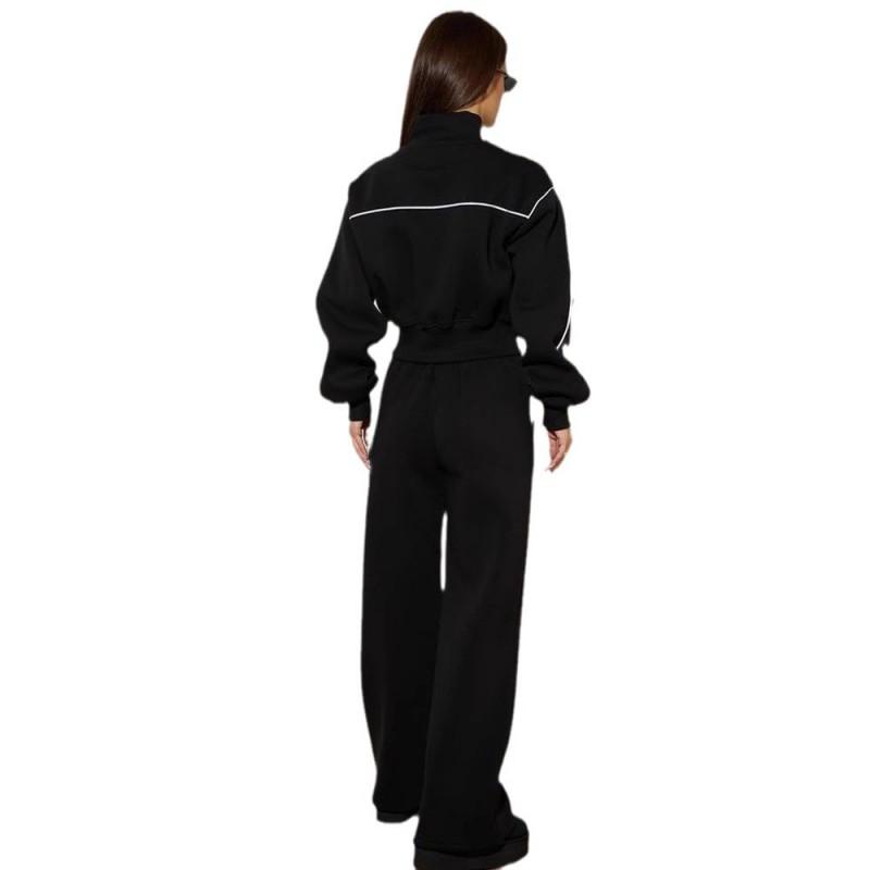 Womens Casual Sport Tracksuit Long Sleeve Zip Cardigan Pants Set Solid Color Streetwear