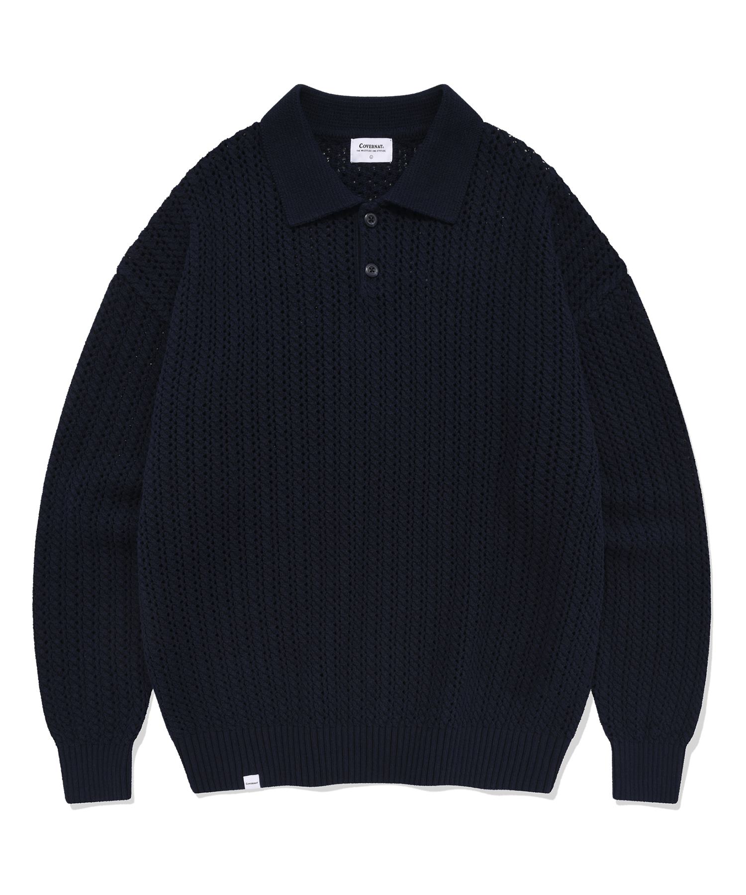 Covernat Authentic Crochet Collar Knit Navy Navy/Xl