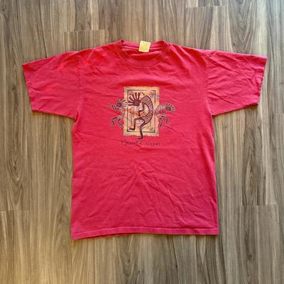 Vintage 90s Grand Canyon Native Kokopelli Red Tee USA Made Large Single Stitch