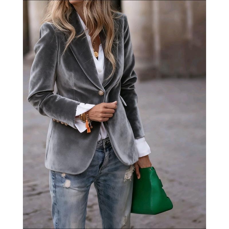 

YYFS Жіночі модні повсякденні одноколірні куртки та пальта з довгими рукавами з довгим рукавом і одноколірним принтом YYFS XXL сірий колір