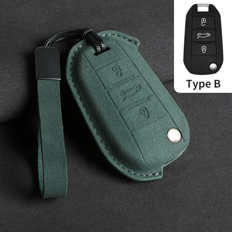

Suede Car Flip Key Case Cover For Citroen C2 C3 C5 X7 C4 Picasso Berlingo For Peugeot 208 308 408 508 2008 3008 4008 5008 T9 for Peugeot