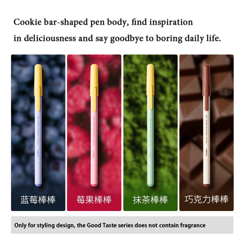 KACO JOY Gel Pen 0.5mm Black Fun Capped Biscuit Stick Style Frosted Body Daily Writing Pens 1600m Large Capacity School Supplies