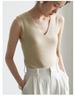 V Neck Tank Top Stripe Knit Halter Crop Tops Women Summer Camis Chest Pad Camisole Fashion Casual Tube Female Sleeveless Cropped Vest