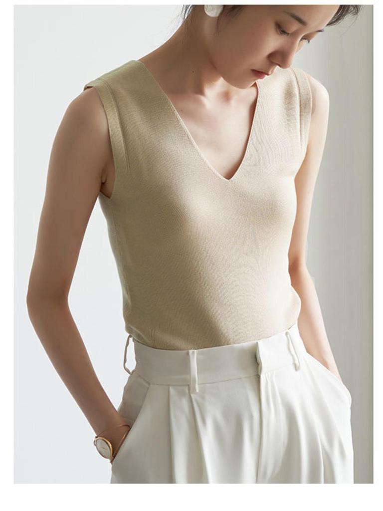 V Neck Tank Top Stripe Knit Halter Crop Tops Women Summer Camis Chest Pad Camisole Fashion Casual Tube Female Sleeveless Cropped Vest