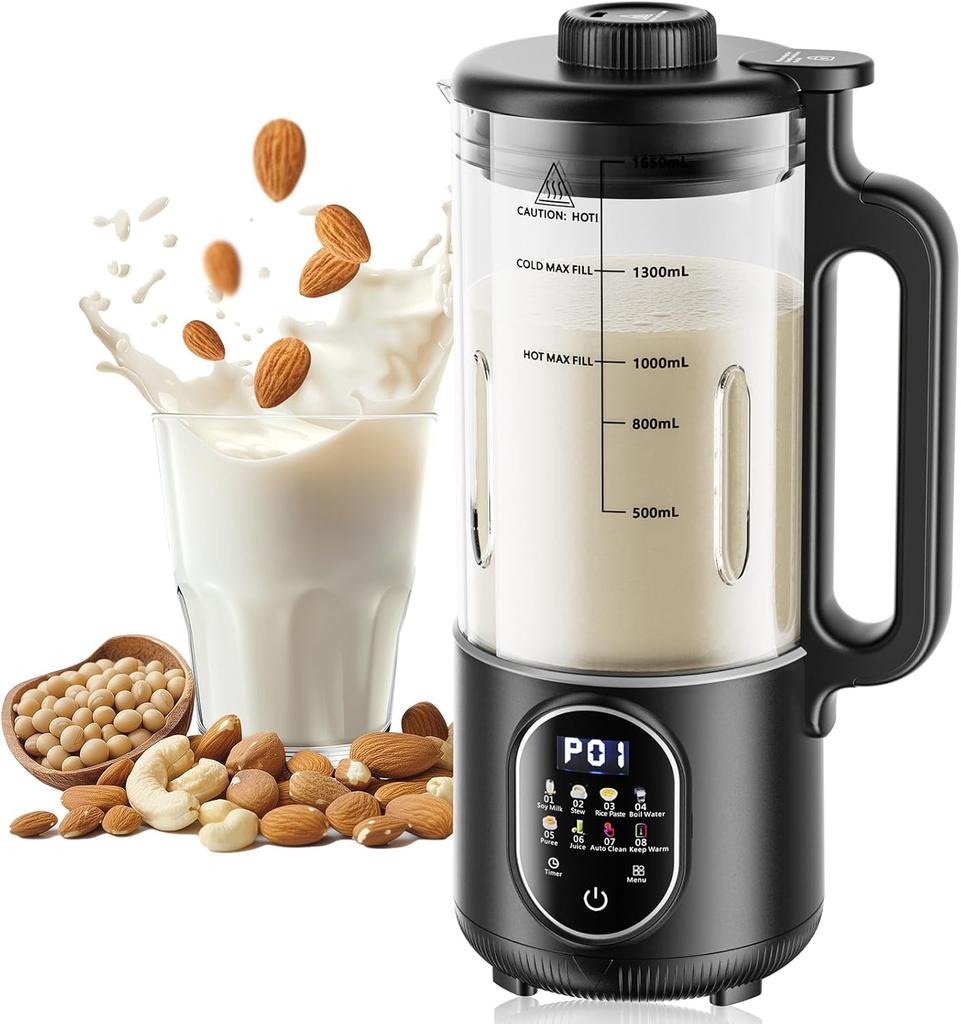 55oz Family-Size Nut Milk Maker, Almond/Oat/Soy/Cashew Milk, Juice & Smoothie, Auto Clean, Delay Start, Boil & Keep Warm