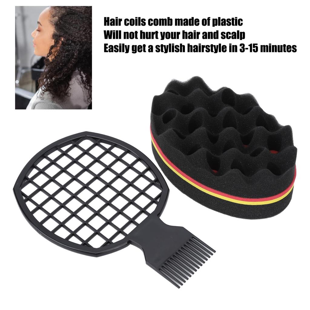 2pcs Barber Salon Hair Coils Comb Soft Flexible Hair Sponge Hairdressing Tool Set for Wet Hair
