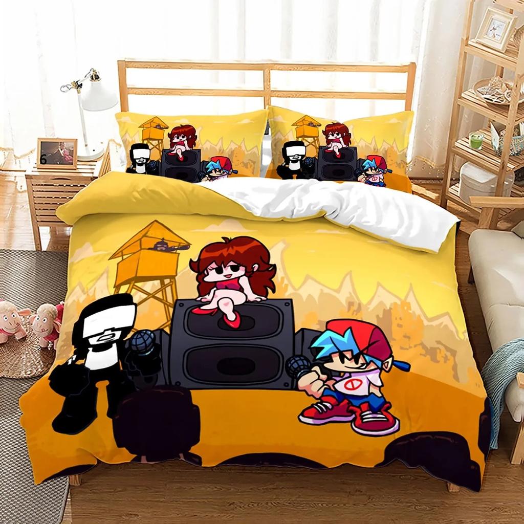 3D Friday Night Funkin Bettwäsche-Set, Einzelbett, Doppelbett, Queensize, Kingsize, Friday Night Funkin Bett-Set, Kinder-Schlafzimmer, Bettbezug