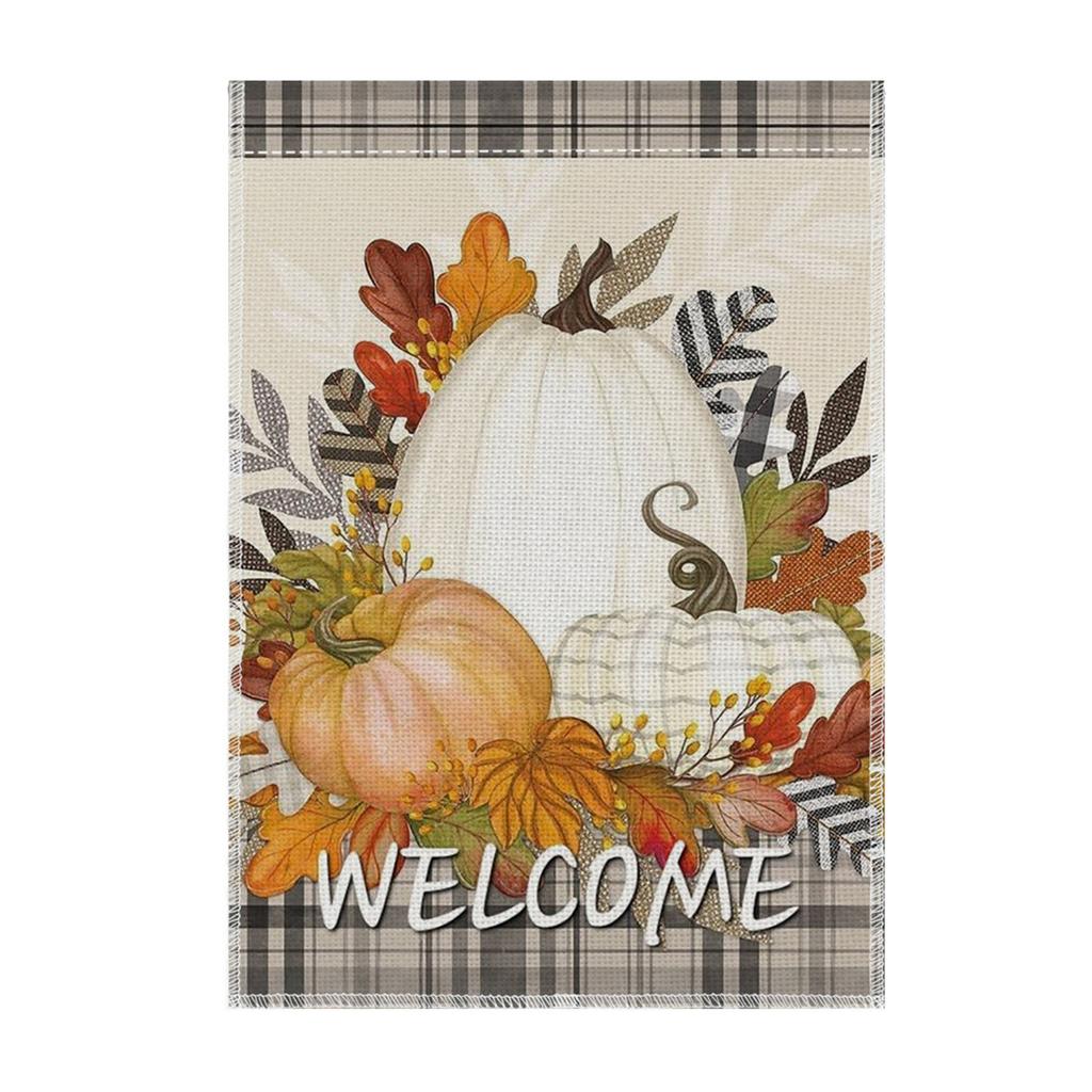 Thanksgiving Garden Flag 45x30cm House Door Decoration Seasonal Outdoor Yard Banner with Pumpkin and Leaf Design for Fall Holiday