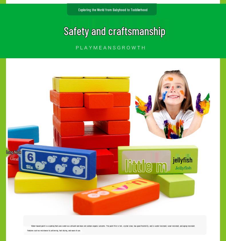 Children's Color Recognition Wooden Marble Stacking Jenga Game