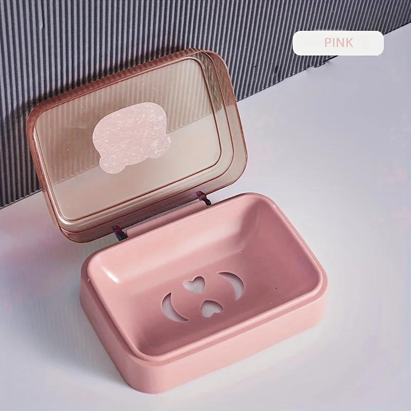 1pc Portable Soap Dish Soap Box With Lid Household Plastic Soap Holder Soap Rack For Bathroom Soap  Box Travel Essen