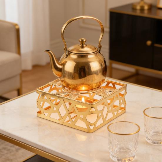 Dekoratif Mumluk Demir Çaydanlık Isıtıcı Standı Oyuk Tasarım Çaydanlık Isıtıcı Standı Tencere Kettle için Vintage Tarzı Ev Dekorasyonu