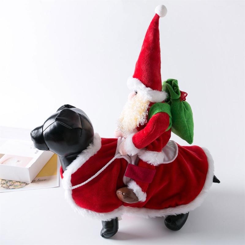 Funny Pet Christmas Outfit With Ride On Design For Small Dog Cats Holiday Celebration Dressingup Santa Claus Costume