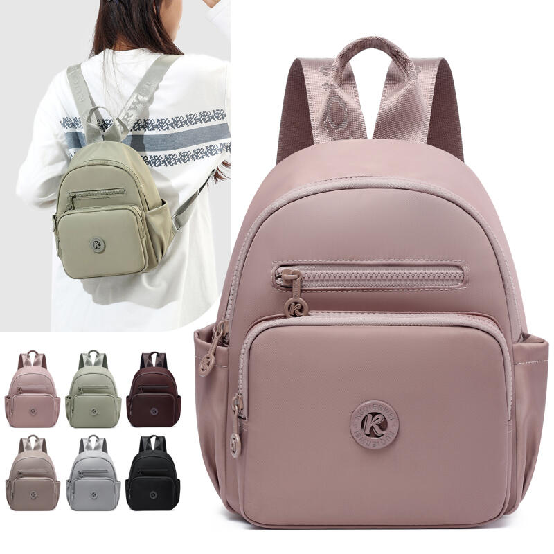 Mini Zaino da Donna Leggero in Nylon Piccolo Zaino Giornaliero con Tasche Multiple per Viaggio Lavoro