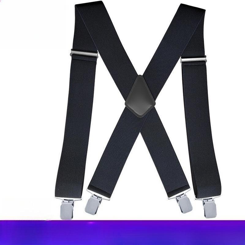 Doucharming Herren 5cm Elastische X-Form Verstellbare Hosenträger mit Metallclips