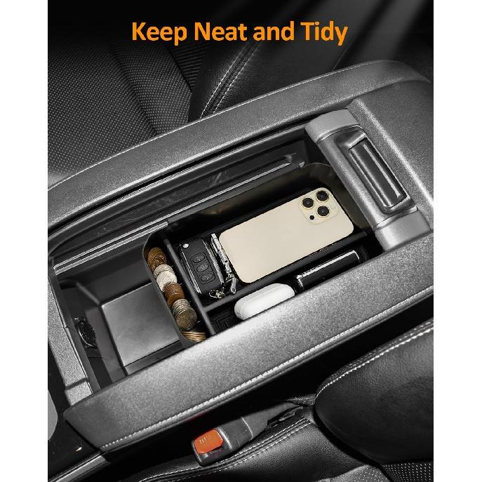 CDEFG for Toyota Highlander 2024 2023 2022 2021 Accessories Center Console Organizer Tray Storage Box Insert Tray Organizer for Highlander (Black)