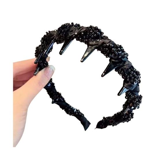 Women Headband Sparkling Rhinestones Decor Anti-slip Teeth Hair Hoop Versatile