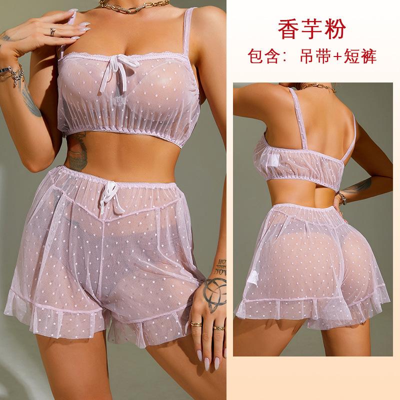 

Горошек перспективная сетка сексуальные шорты на подтяжках комплект милая разноцветная пижама L