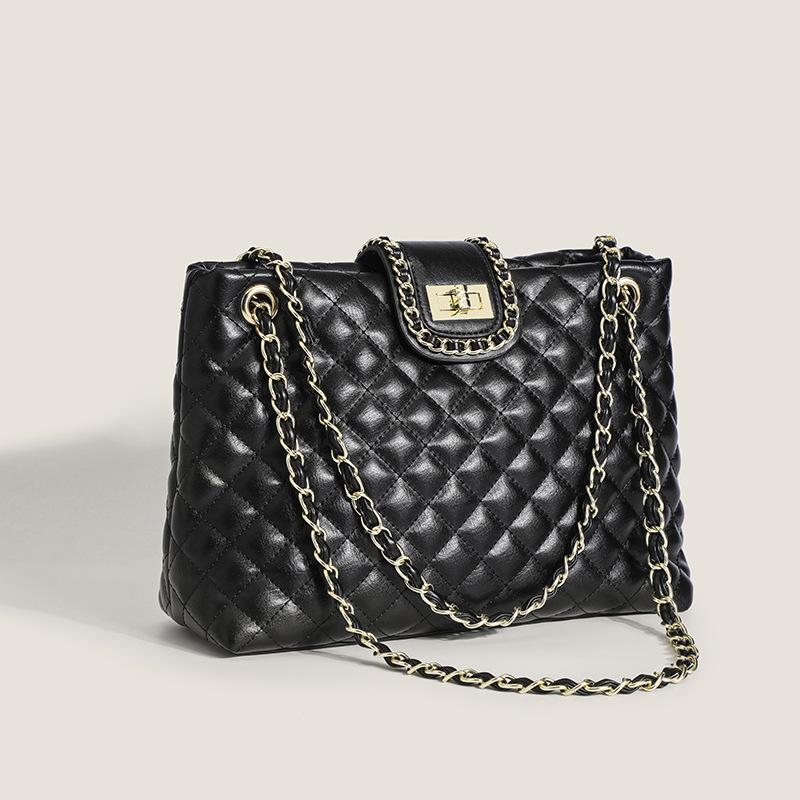 Spring and Summer New Korean Version Simple Single Shoulder Underarm Bag Diamond Tote Bag Large Capacity Commuting Bag Handbag for Women