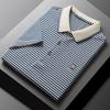 Striped Short-Sleeved Polo Shirt Men'S T-Shirt Cotton Casual Men'S Threaded Lapel Half-Sleeved Top