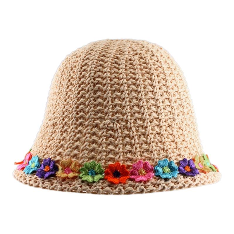Women Sun Hat Straw Panama Hat Straw Handmade Flower British Style Straw Beach Hat Panama Hat Photo Props