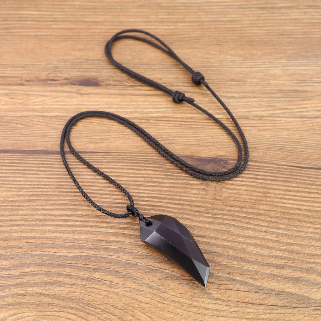 Koai Obsidian Wolf Fang Adjustable Good Luck Charm Necklace Necklace, Length, Men's, Amulet,
