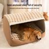 Houndstooth Dog Bed for Large Dogs & Cats - Autumn/Winter Deep Sleep Bed