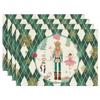 4PCS Christmas Placemats 30x45cm Linen Christmas Trees Snowflake Gnome Print Table Mats 2025 Xmas Table Pads For Home Hotel