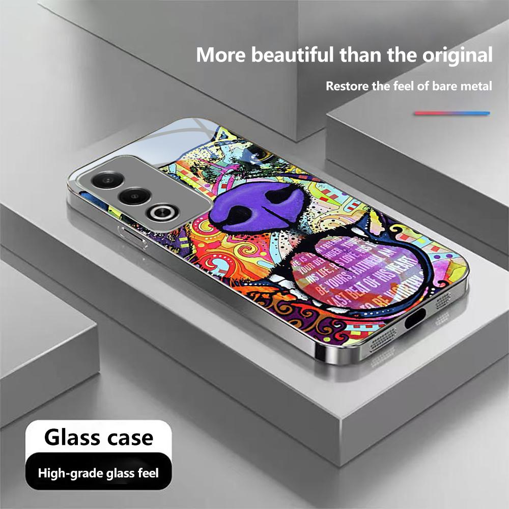 

Чехол для телефона N159 Dog Color Doodle Design Art для iPhone 16 Pro Max Samsung S24 S23 Ultra A54 A35 Xiaomi Redmi Note 13 с покрытием из закаленного стекла Infinix Smart 9