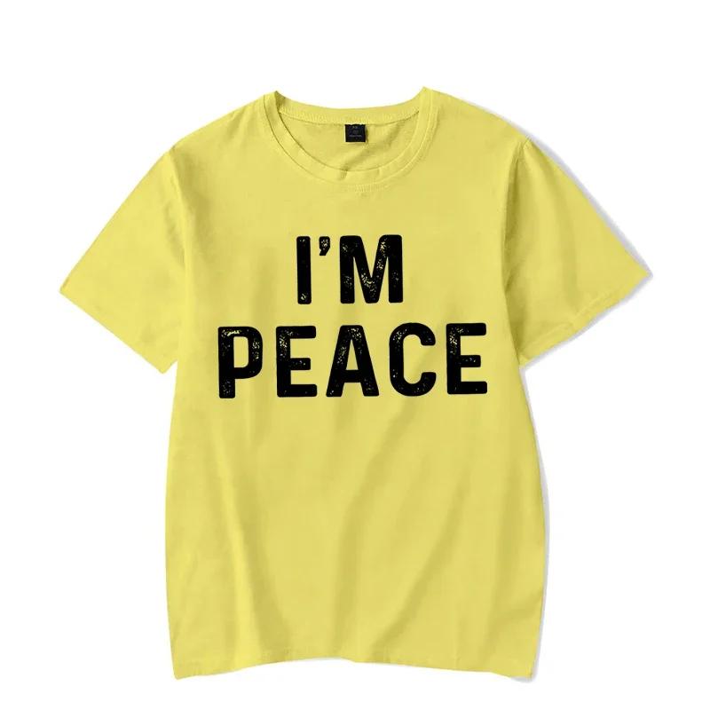 

Забавные парные футболки для пар Я прихожу с миром Я мир Принт с надписью Футболка с коротким рукавом Мужская Женская Топы Y2K Футболки для влюбленных 3XL