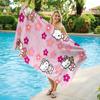 Hello Kitty Pink Floral Beach Towel, Sanrio Cartoon Quick Dry Bath Towel for Kids Adults, Cute Flower Print Beach Blanket