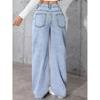 Light Blue High Waist Wide Leg Jeans for Women Casual Loose Fit Denim Pants with Front and Back Pockets