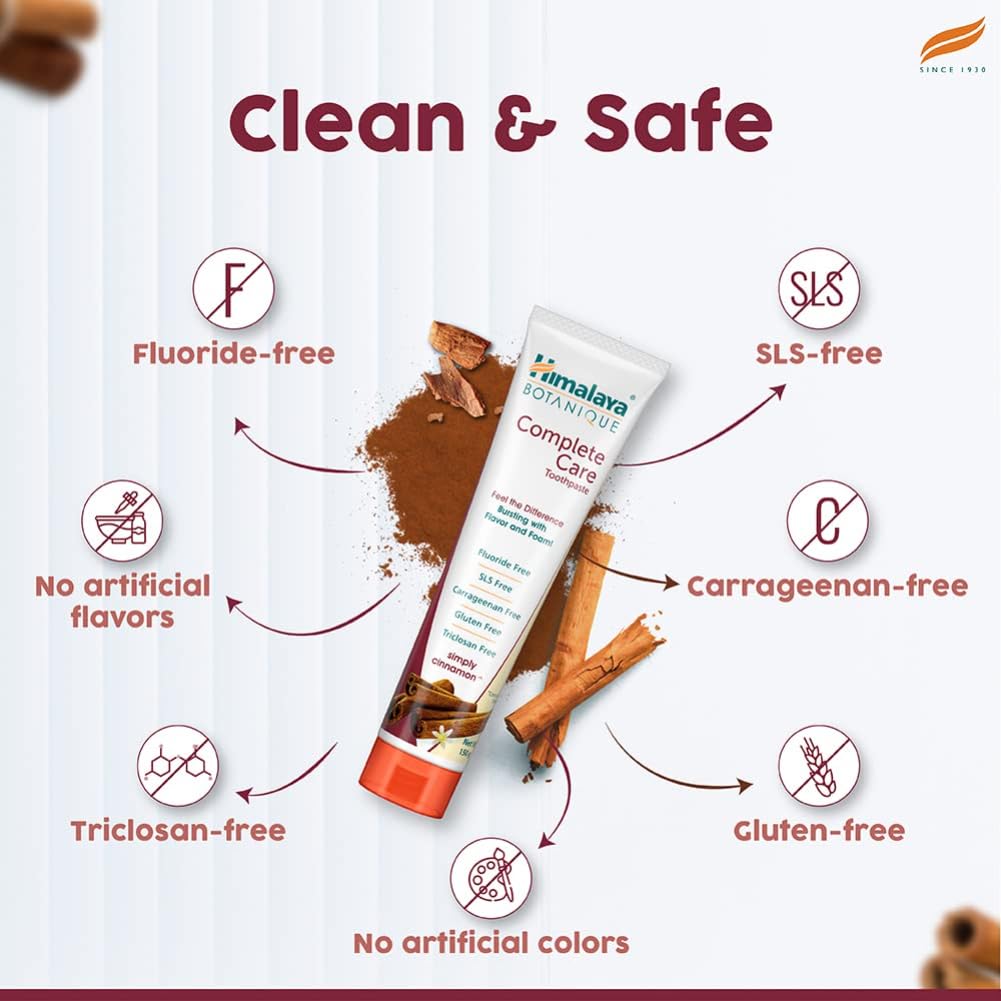 Himalaya Botanique Simply Cinnamon Toothpaste For Plaque Control & Fresh Breath With Neem & Pomegranate 150G