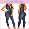 Street Ladies Fashion Trousers Denim Jumpsuits Slim Women Slim Pants Jeans