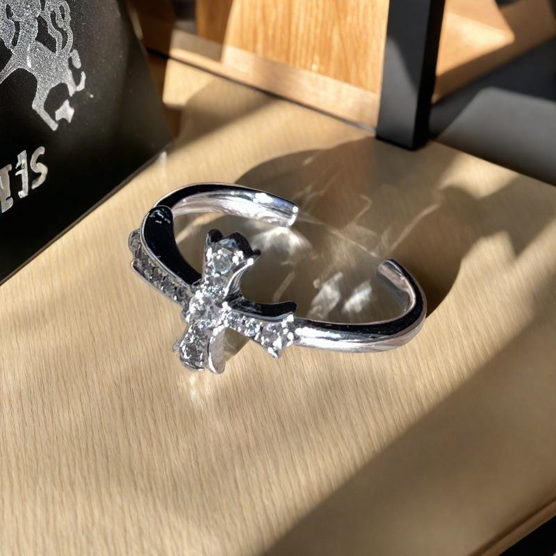 Fashion Light Luxury Iris Cross Open Ring Femininity High Sense Niche Design Exquisite Ring