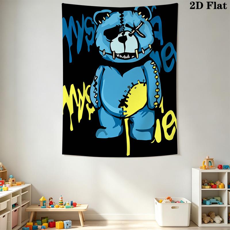 Patchwork Cartoon Bear Pattern Home Decor Tapestry, Wall Hanging, Decorative RV Wall Cloth.ZGT0914136