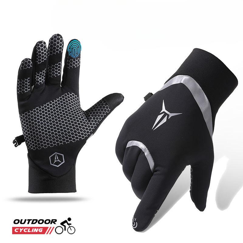 Autumn and Winter Riding Gloves Men's Windproof Waterproof Plus Velvet Cold Proof and Anti Slip Touch Screen Motorcycle Outdoor Warm Gloves