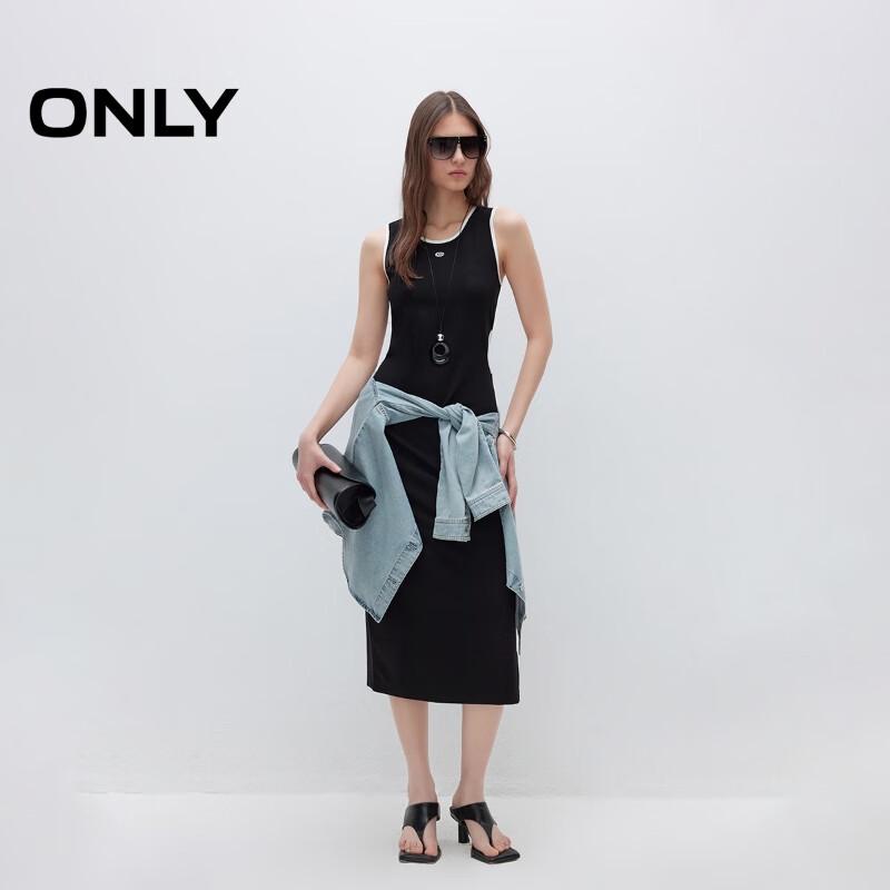 ONLY 2025 Winter Casual Color Block Round Neck Sleeveless Midi Dress