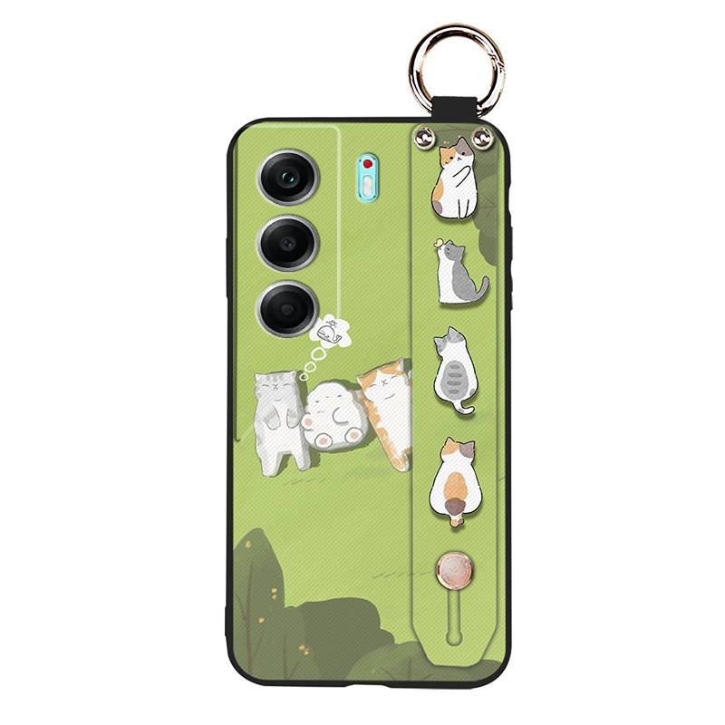 Shockproof Lanyard Phone Case For Tecno Camon40 4G/CM5 Wrist Strap Waterproof Silicone Wristband Cartoon Phone Holder
