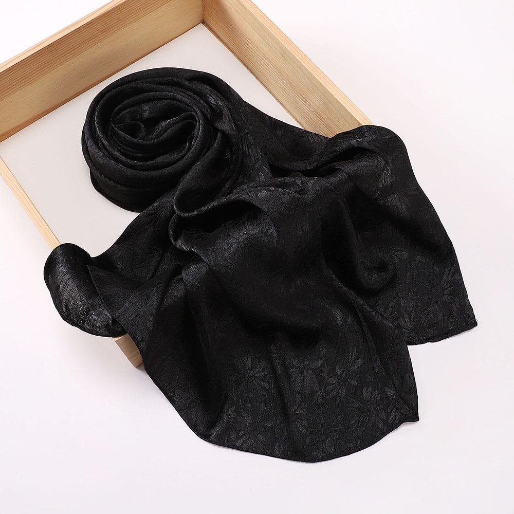 Elegant Women Silk Scarf Satin Solid Flower Wrap Shawl Sunscreen Bandana Hijab Mujer Scarve Pareo Beach Boho Headscarf Sweet New