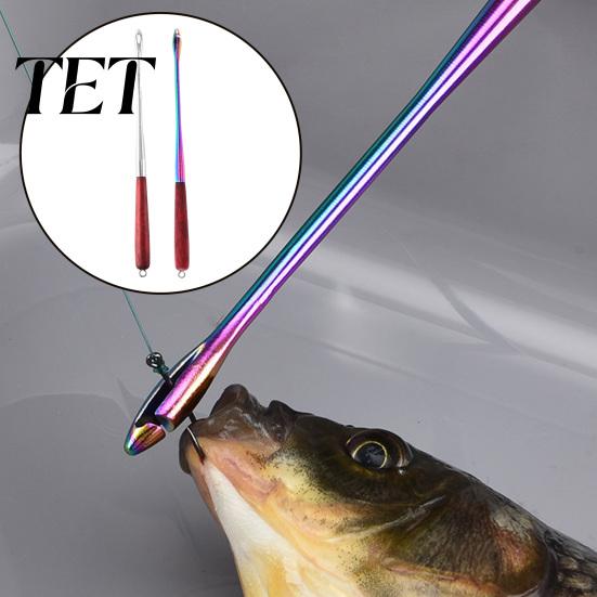 Fishing Gear Tool Stainless Steel Hook Remover Tool, 9 Inch Disgorger with Fish Friendly Detaching Wooden Handle, Heavy-duty Quick Retractor
