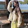French sweet style hollow yellow women's knitted cardigan, spring and autumn new lazy fashion jacket loose7052#